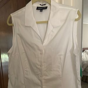 White sleeveless top